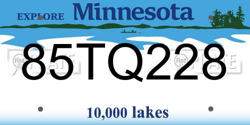 85TQ228 Minnesota License Plate