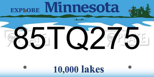 85TQ275 Minnesota License Plate