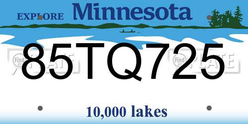 85TQ725 Minnesota License Plate