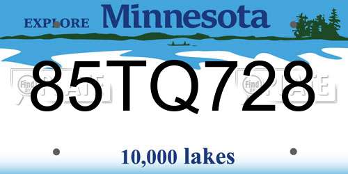 85TQ728 Minnesota License Plate