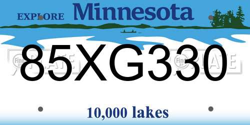 85XG330 Minnesota License Plate