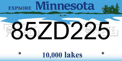 85ZD225 Minnesota License Plate