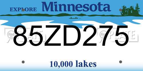 85ZD275 Minnesota License Plate