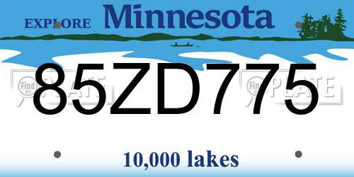 85ZD775 Minnesota License Plate
