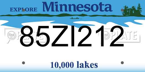85ZI212 Minnesota License Plate