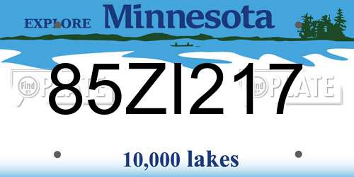 85ZI217 Minnesota License Plate