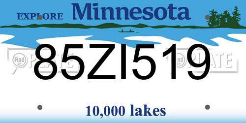 85ZI519 Minnesota License Plate