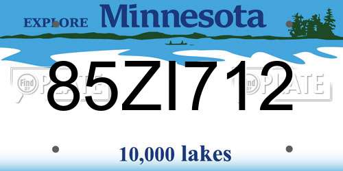 85ZI712 Minnesota License Plate