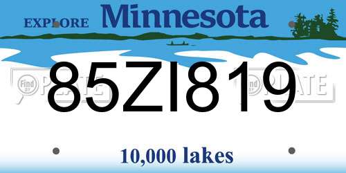 85ZI819 Minnesota License Plate