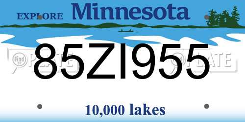 85ZI955 Minnesota License Plate
