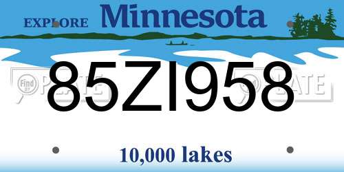 85ZI958 Minnesota License Plate