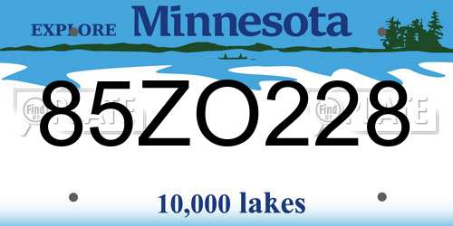 85ZO228 Minnesota License Plate