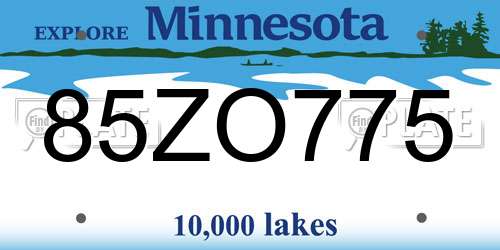 85ZO775 Minnesota License Plate