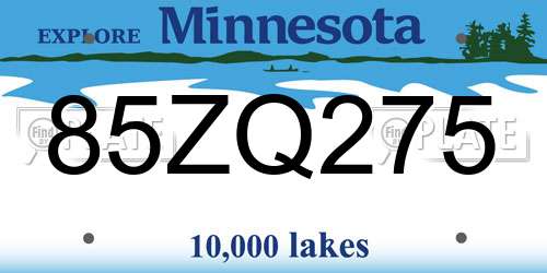 85ZQ275 Minnesota License Plate