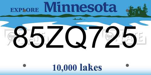 85ZQ725 Minnesota License Plate