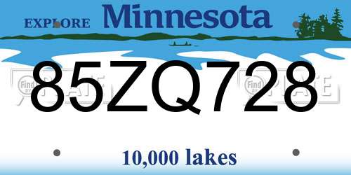 85ZQ728 Minnesota License Plate