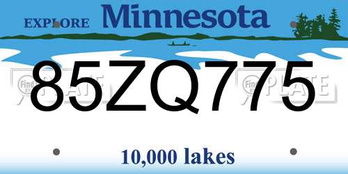 85ZQ775 Minnesota License Plate
