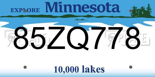 85ZQ778 Minnesota License Plate