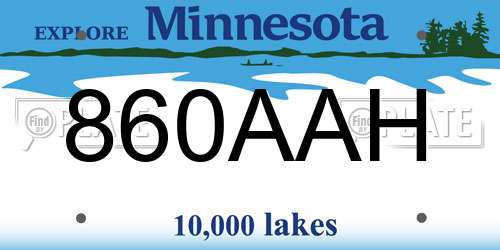 860AAH Minnesota License Plate