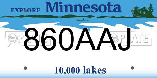 860AAJ Minnesota License Plate