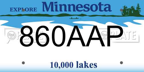 860AAP Minnesota License Plate