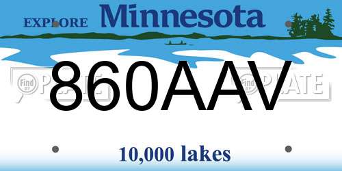 860AAV Minnesota License Plate