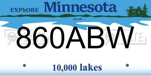860ABW Minnesota License Plate