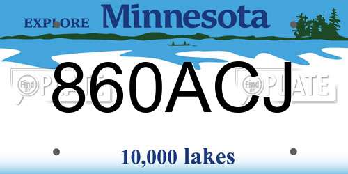 860ACJ Minnesota License Plate