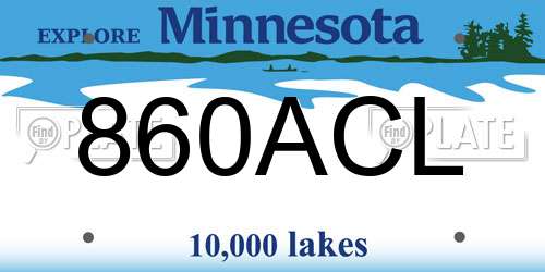 860ACL Minnesota License Plate