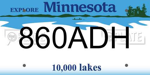 860ADH Minnesota License Plate