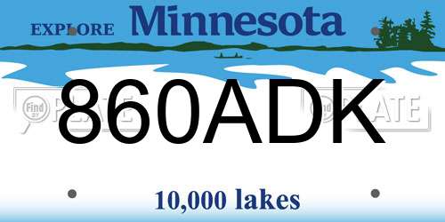 860ADK Minnesota License Plate