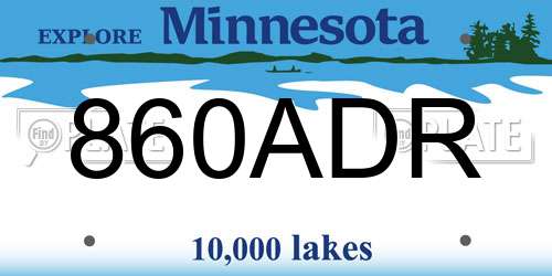 860ADR Minnesota License Plate