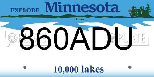860ADU Minnesota License Plate