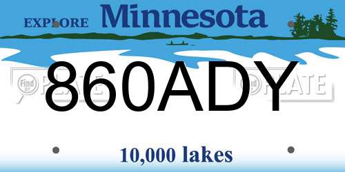 860ADY Minnesota License Plate