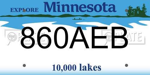 860AEB Minnesota License Plate