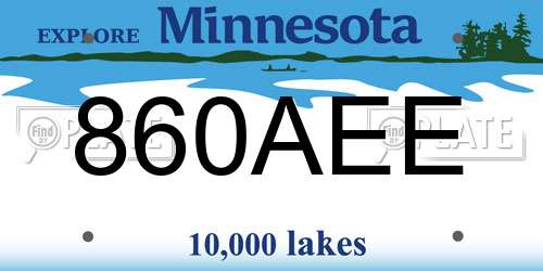 860AEE Minnesota License Plate