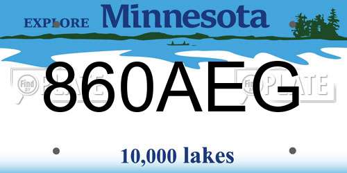 860AEG Minnesota License Plate