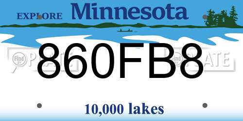 860FB8 Minnesota License Plate