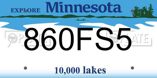 860FS5 Minnesota License Plate