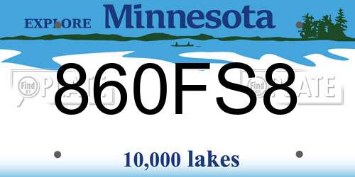 860FS8 Minnesota License Plate