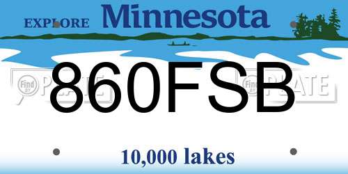 860FSB Minnesota License Plate