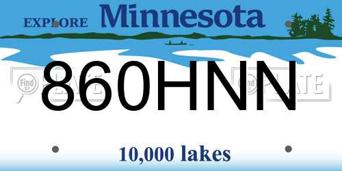 860HNN Minnesota License Plate