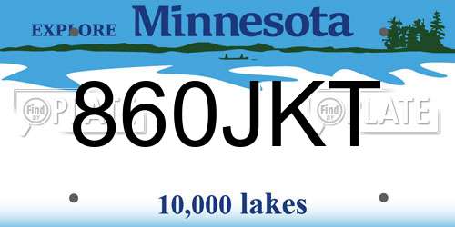 860JKT Minnesota License Plate