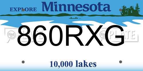 860RXG Minnesota License Plate