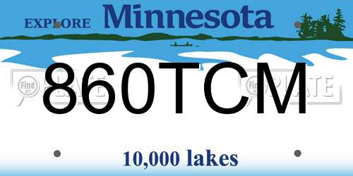 860TCM Minnesota License Plate