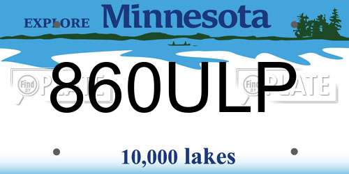860ULP Minnesota License Plate