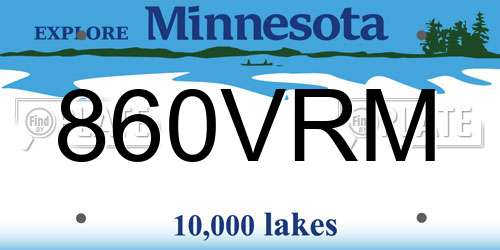 860VRM Minnesota License Plate