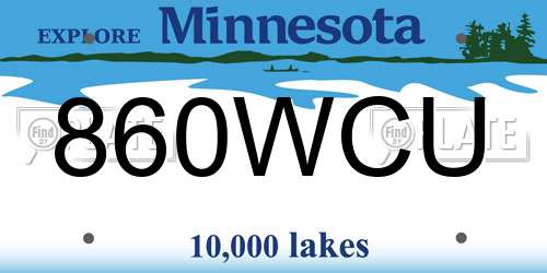 860WCU Minnesota License Plate