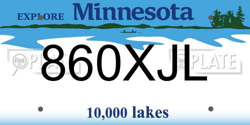 860XJL Minnesota License Plate