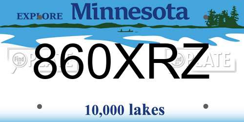 860XRZ Minnesota License Plate